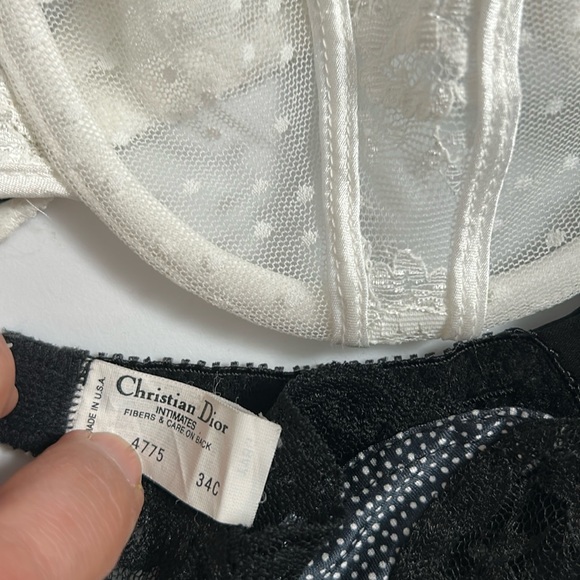 Christian Dior Lace Elegant White cream and black Lace Bra all 34 C - Picture 14 of 17